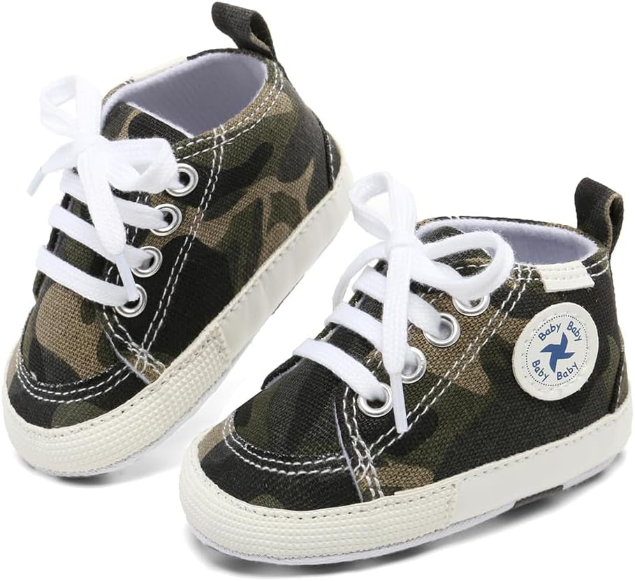 Baby Girls Boys Shoes Soft Anti-Slip Sole Newborn First Walkers High Top Canvas Denim Unisex Infant Sneaker