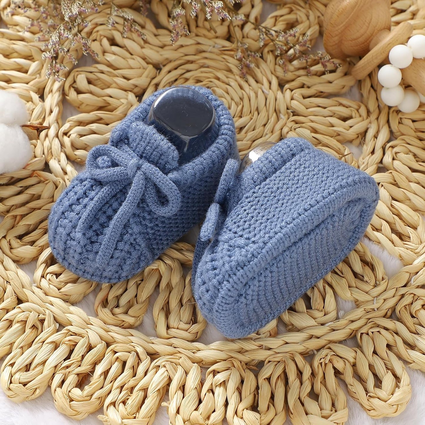 Dovfanny Baby Booties Newborn Baby First Shoes Cozy Warm Knit Soft Booties for Toddler Infant Boy Girl
