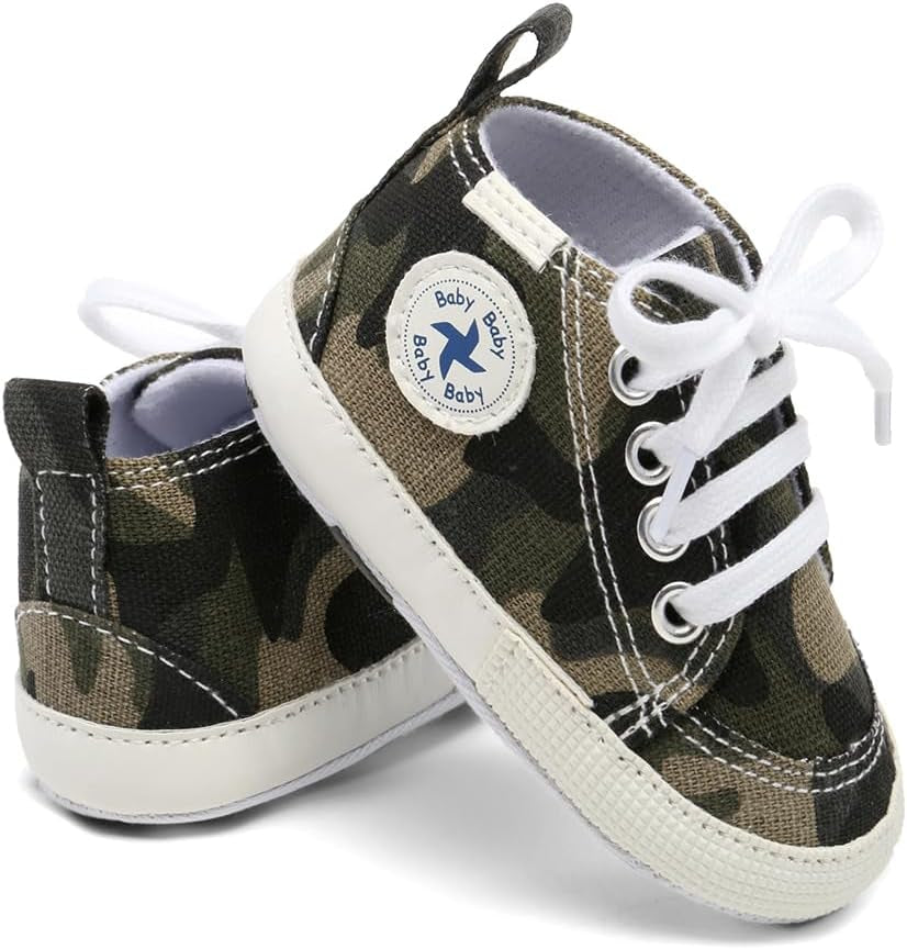 Baby Girls Boys Shoes Soft Anti-Slip Sole Newborn First Walkers High Top Canvas Denim Unisex Infant Sneaker