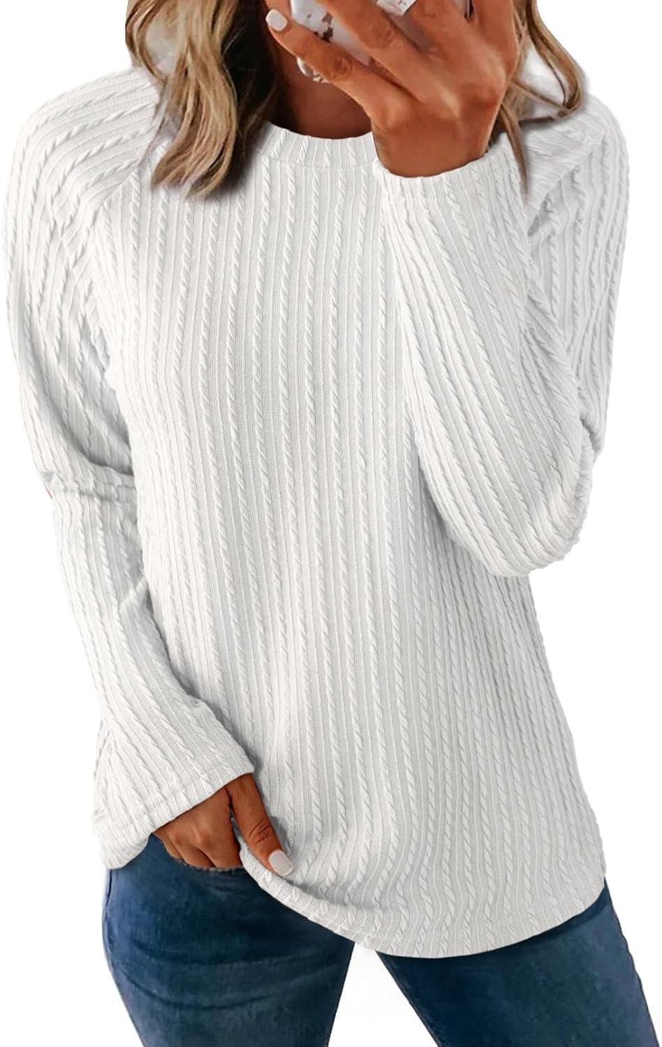 Dokotoo Womens Tops Long Sleeve Lightweight Shirts 2025 Fall Fashion Clothing Trendy Tops Crewneck Knit Basic Tee