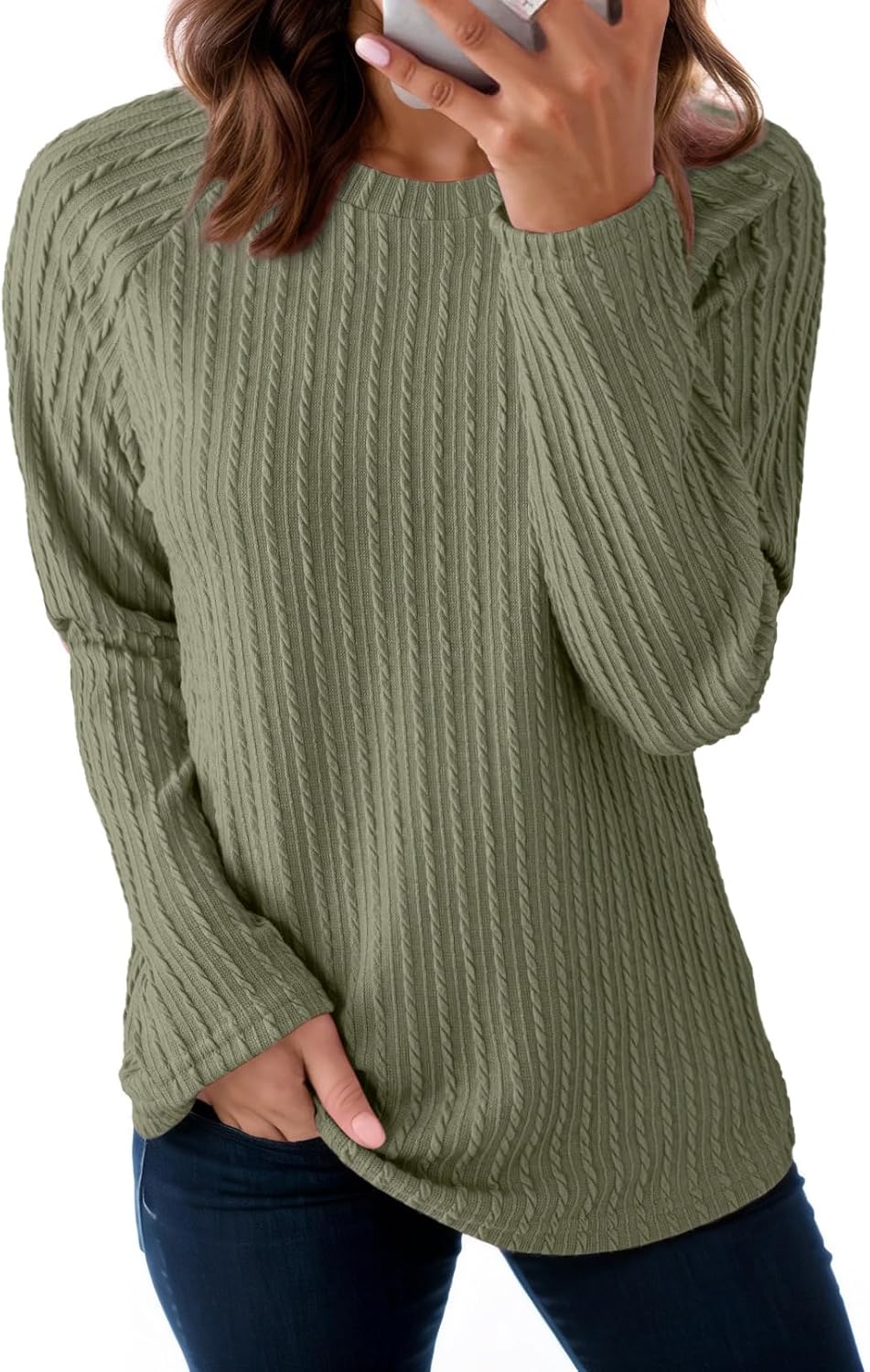 Dokotoo Womens Tops Long Sleeve Lightweight Shirts 2025 Fall Fashion Clothing Trendy Tops Crewneck Knit Basic Tee