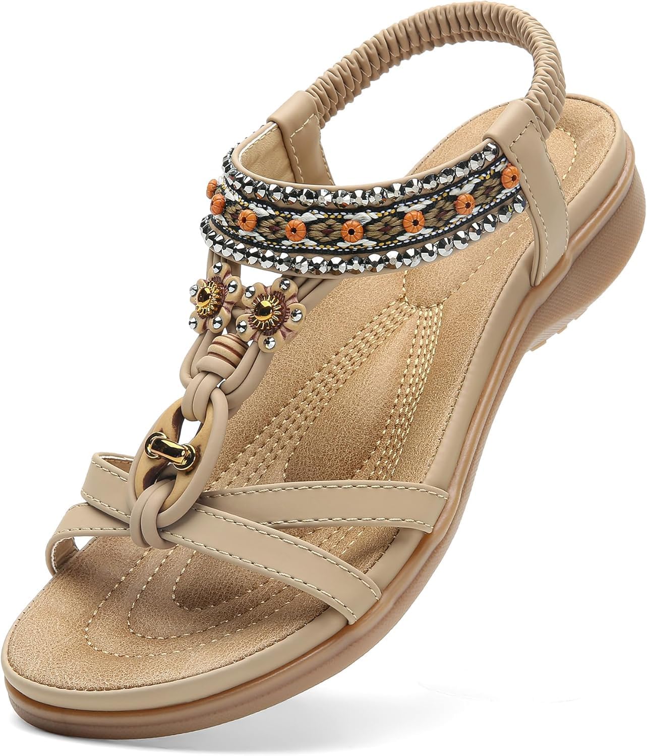 Littleplum Womens Sandals Arch Support Summer Beach Sandals Comfort Walking Shoes Bohemian Flip Flops Sandals for Women