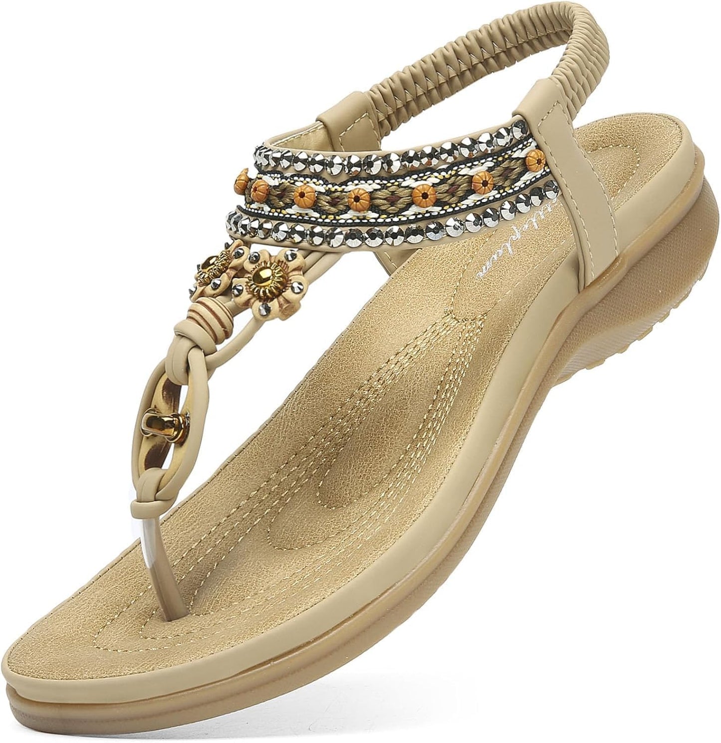 Littleplum Womens Sandals Arch Support Summer Beach Sandals Comfort Walking Shoes Bohemian Flip Flops Sandals for Women