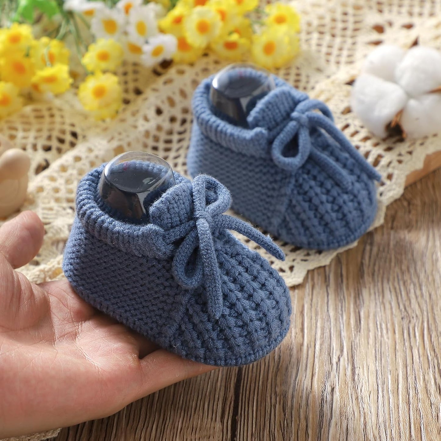 Dovfanny Baby Booties Newborn Baby First Shoes Cozy Warm Knit Soft Booties for Toddler Infant Boy Girl
