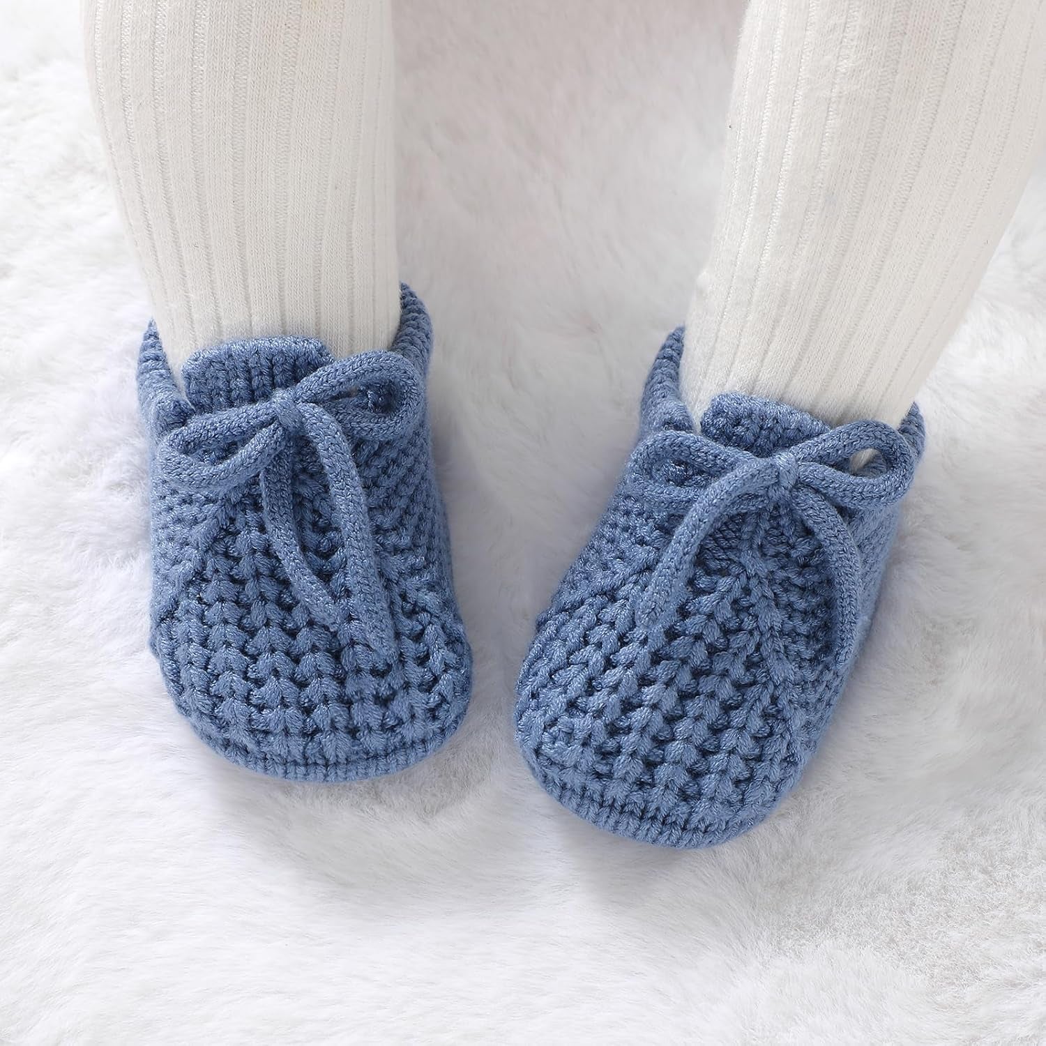 Dovfanny Baby Booties Newborn Baby First Shoes Cozy Warm Knit Soft Booties for Toddler Infant Boy Girl