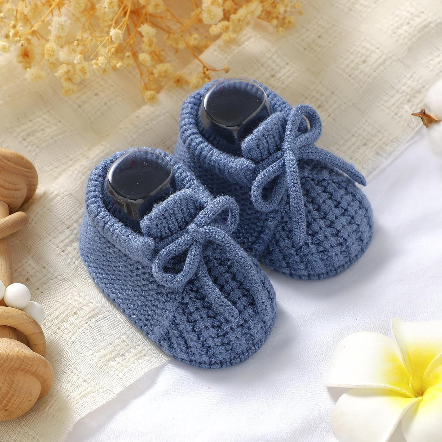 Dovfanny Baby Booties Newborn Baby First Shoes Cozy Warm Knit Soft Booties for Toddler Infant Boy Girl